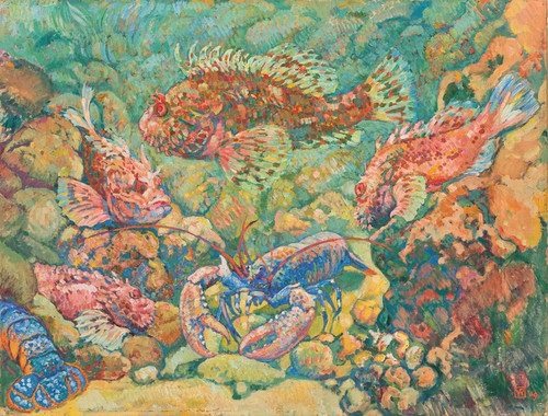 Digital Print - Rascasses et homards dans un aquarium by Theo van Rysselberghe
