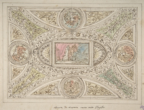Digital Print - Design for a Ceiling with Decoration Related to Virgil's Sixth Canto by Felice Giani