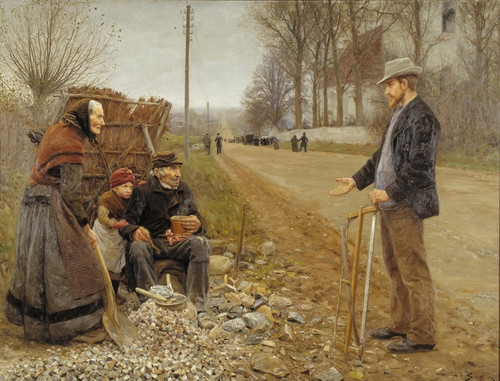 Digital Print - People by a Road by Hans Andersen Brendekilde