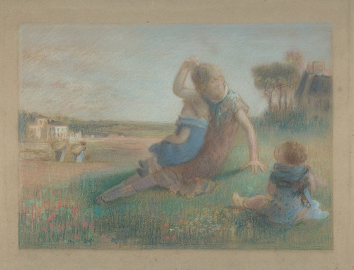 Digital Print - Three Children in a Landscape by Charles-Emmanuel Serret