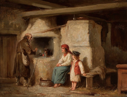 Digital Print - In a peasant cottage by Henryk Pillati