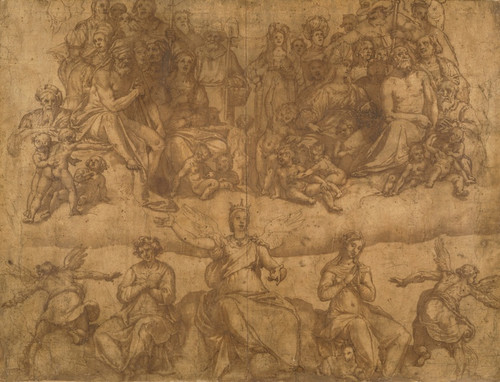 Digital Print - Redeemed Souls and Allegorical Figures, study for the Last Judgment fresco in the cupola of the Duomo,Florence by Federico Zuccaro