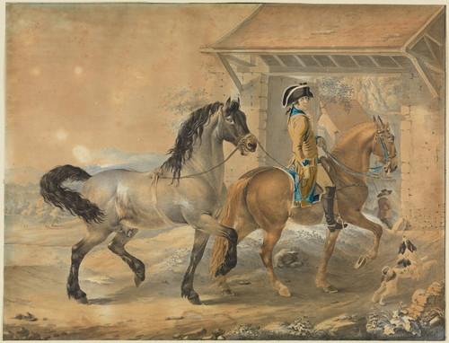 Digital Print - Soldat mit 2 Pferden vor Gehft by Johann Georg Pforr