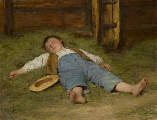 Digital Print - Boy Asleep in the Hay by Albert Anker