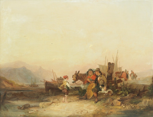 Digital Print - Fishing family on the shore by William Shayer