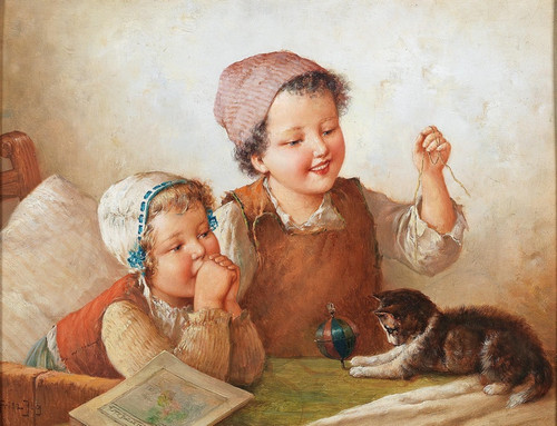Digital Print - Katzenspiele by Fritz Ilg