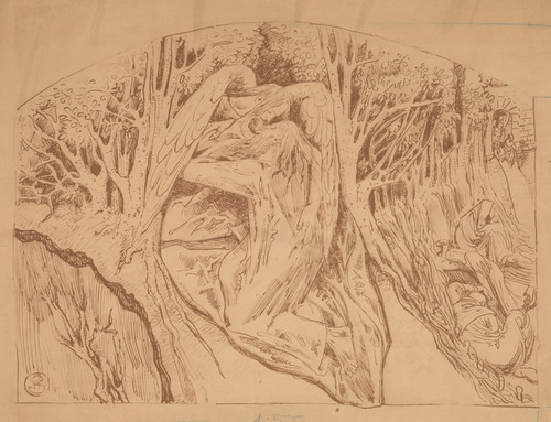 Digital Print - Modlitwa w Ogrjcu - reprodukcja projektu paskorzeby na wschodni elewacj kocioa w. Krzya w Krakowie by Stanisaw Wyspiaski