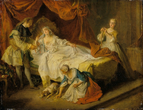 Digital Print - Le petit chien qui secoue de l'argent et des pierreries (The Little Dog shaking Money and Gems) by Nicolas Lancret