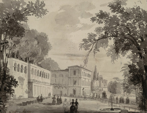 Digital Print - Veduta of the Aqueduct and Aranciera of the Villa Borghese, Rome by Ippolito Caffi