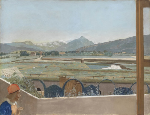 Digital Print - View toward the Mont Blanc Massif from the Artists Studio at Geneva, with a Self-portrait by Jean-Etienne Liotard