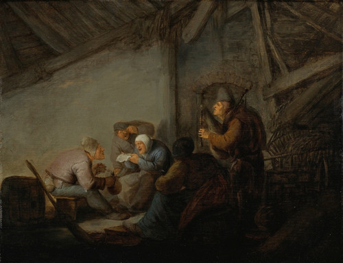 Digital Print - Peasants InA Tavern, Possibly A Depiction Of The Sense Of Hearing by Adriaen van Ostade