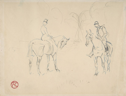 Digital Print - A Woman and a Man on Horseback by Henri de Toulouse-Lautrec