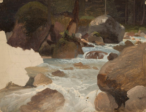 Digital Print - Mountain stream in the forest, sketch by Chrystian Breslauer