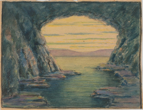 Digital Print - A Seaside Cave by Herbert Crowley