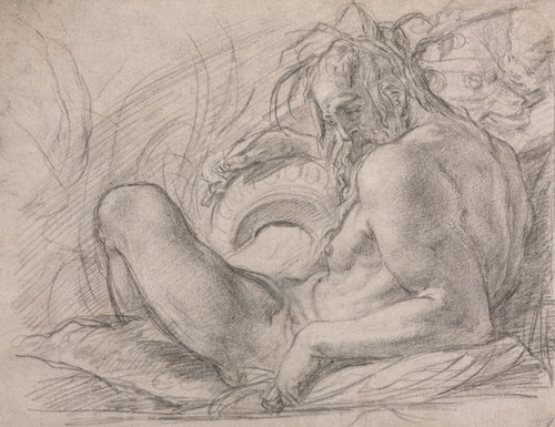 Digital Print - The River God Tiber (Study for a fresco, Miracle of the Snow, or the Foundation of Santa Maria Maggiore, Rome in the Canigiani chapel of S. Felicita, Florence) by Bernardino Poccetti