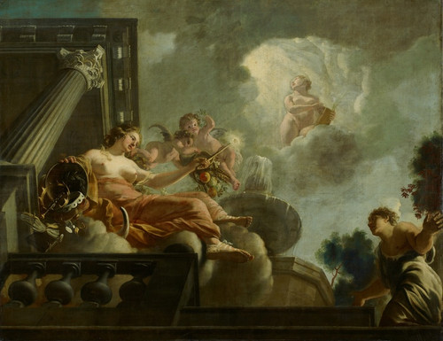 Digital Print - Religio begunstigt Abondantia ; Allegorische voorstelling van de verzorging van leprozen en onnozelen by Gerard de Lairesse