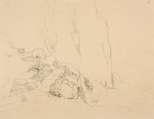 Digital Print - Chemin  flanc de montagne by Jacques-Raymond Brascassat