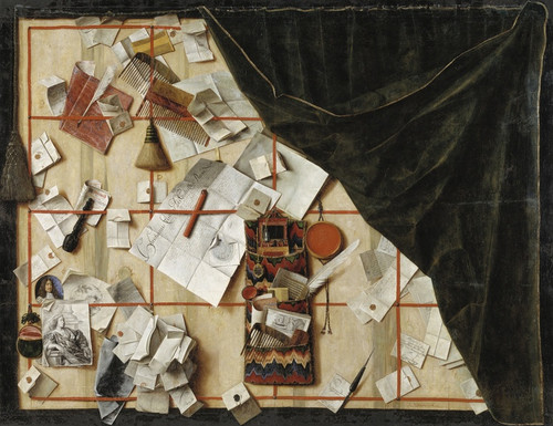Digital Print - Trompe L'oeil Of A Letter Rack With Christian V's Proclamation by Cornelius Norbertus Gijsbrechts