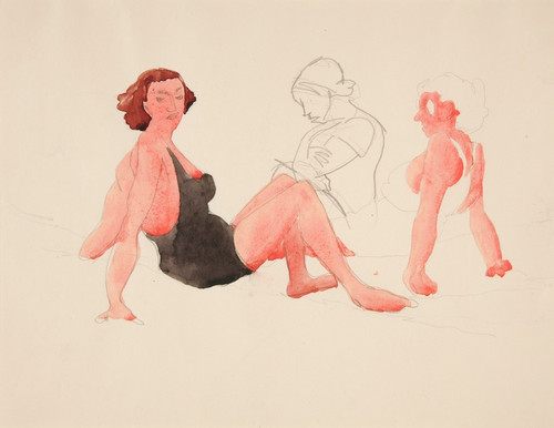 Digital Print - Three Women On the Beach,Provincetown by Charles Demuth