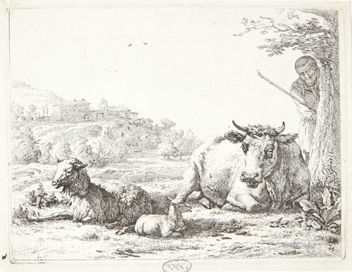 Digital Print - En hyrde bag et tr by Karel Dujardin