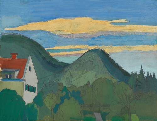 Digital Print - Haus in Waldlandschaft by Karl Wiener