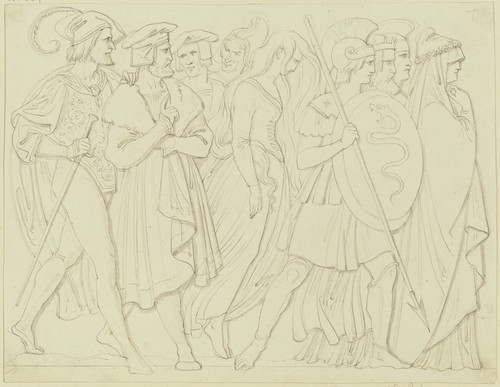 Digital Print - Erster Entwurf zu den vier Reliefs am Goethe-Monument by Ludwig Michael Schwanthaler
