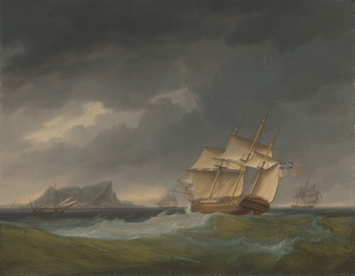 Digital Print - Running into stormy weather off Gibraltar by Thomas Whitcombe