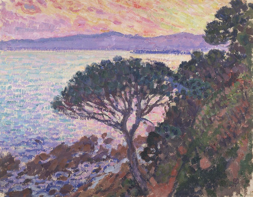 Digital Print - Pine-Tree near the Mediterranean Sea at Sunset by Theo van Rysselberghe