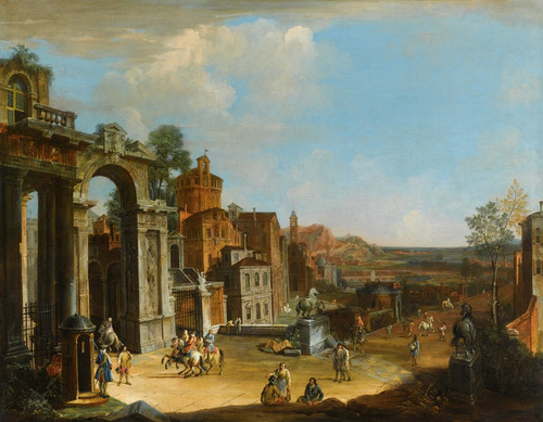 Digital Print - Capriccio Architettonico Con Citt Di Fantasia by Francesco Battaglioli