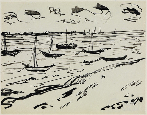 Digital Print - Verankerte Fischerboote (Fehmarn) by Ernst Ludwig Kirchner