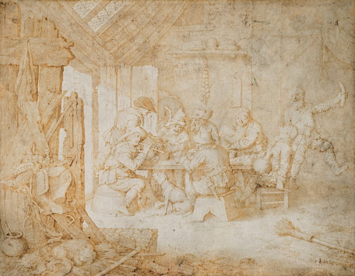 Digital Print - Hommes et femmes attabls dans une taverne by Gerrit Adriaensz. de Heer