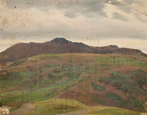 Digital Print - Landscape with a meadow and a range of hills, sketch by Chrystian Breslauer