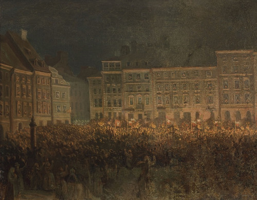 Digital Print - Patriotic manifestation at the square of the Old Town in 1861 by Aleksander Lesser