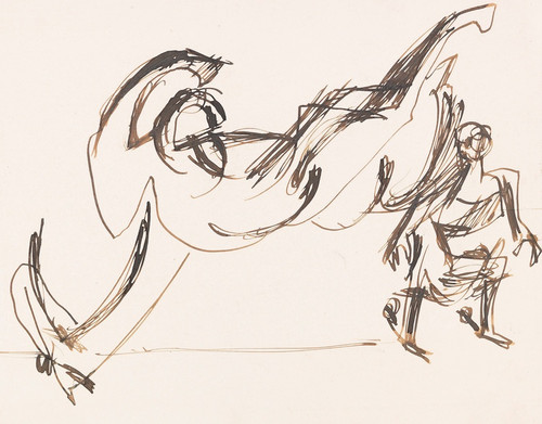 Digital Print - Reiterin vor einem gestrzten Pferd by Ernst Ludwig Kirchner
