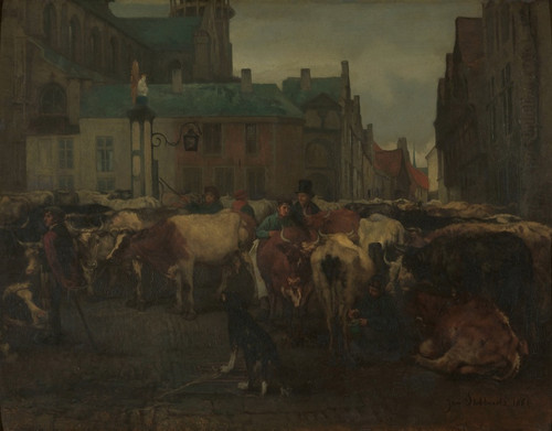 Digital Print - The Cattle Market in Antwerp by Jan Stobbaerts