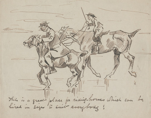 Digital Print - A Man and a Boy Riding on a Beach by Philip William May
