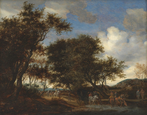 Digital Print - Landscape with Travellers Watering their Horses by Jacob Salomonsz. van Ruysdael