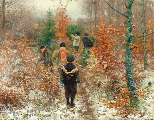 Digital Print - Juletrsfldning by Hans Andersen Brendekilde
