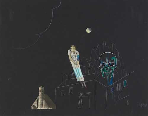 Digital Print - Ohne Titel (Collage, Frau, Mond und Totenkopf) by Karl Wiener