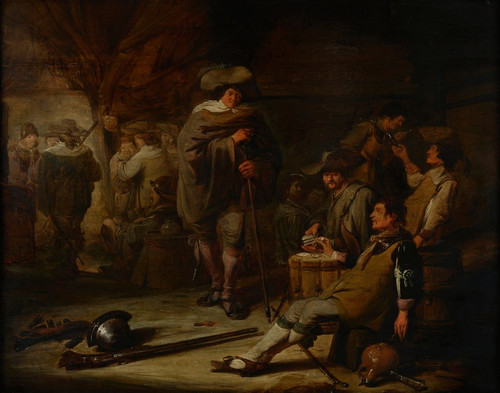 Digital Print - Interieur met drinkende soldaten bij kaartspel by Benjamin Gerritsz. Cuyp