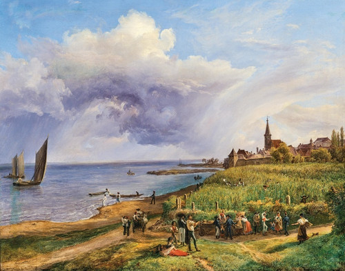 Digital Print - Harvest near Rust on Lake Neusiedl by Friedrich Loos