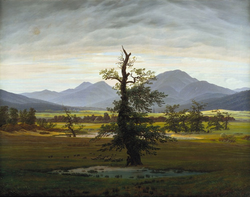 Digital Print - Village Landscape in Morning Light (The Lone Tree) by Caspar David Friedrich