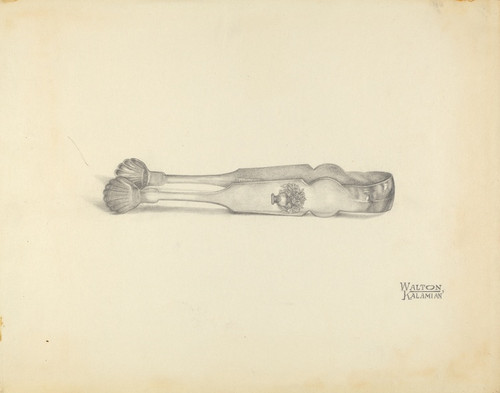 Digital Print - Silver Sugar Tongs by Kalamian Walton