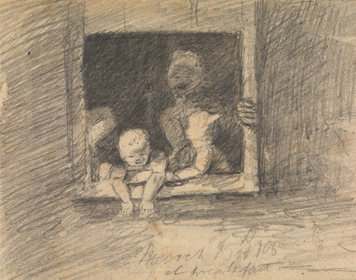 Digital Print - Children Leaning From a Window by Benjamin Robert Haydon