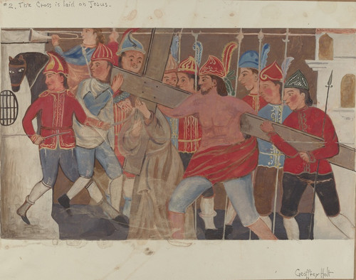 Digital Print - Station of the Cross No. 2 - The Cross is Laid on Jesus by Geoffrey Holt