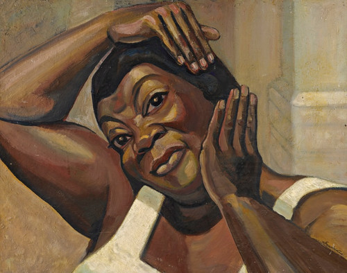 Digital Print - Fixing her hair by Sergey Yurievich Sudeikin