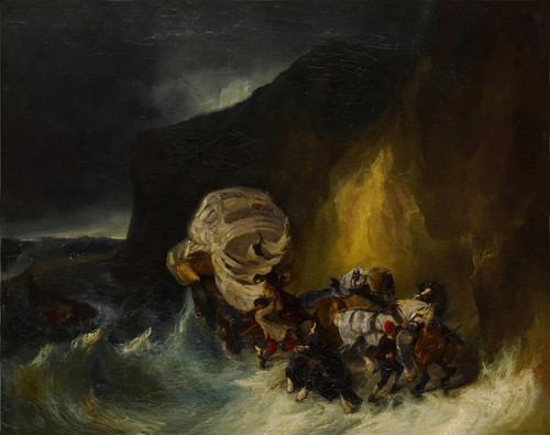 Digital Print - Caravan Caught in a Storm Along the Shore by Eugne Isabey