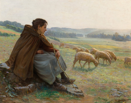 Digital Print - The shepherdess by Albert Baure