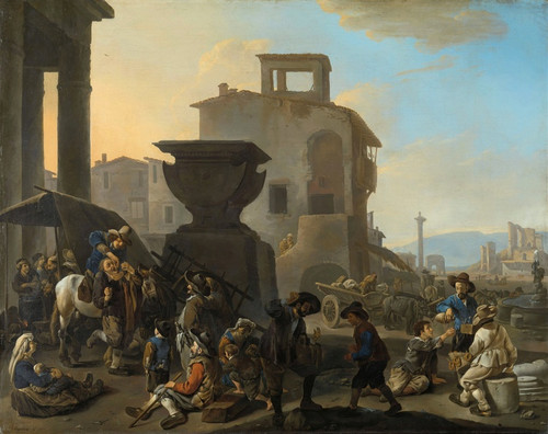 Digital Print - Italian Marketplace with a Quack Dentist by Johannes Lingelbach