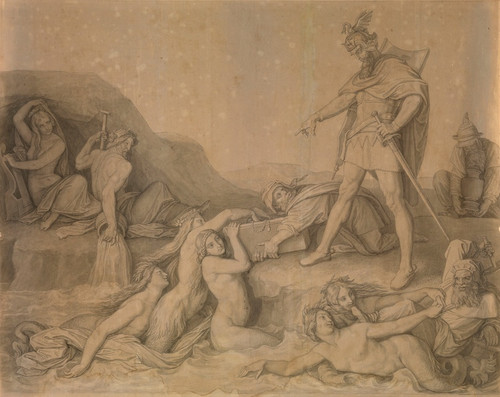 Digital Print - Hagen Entrusts His Treasures to the Rhine-Daughters by Peter von Cornelius